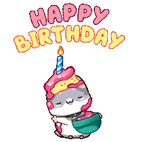 Happy Birthday Eating Sticker by Mino Games