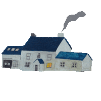 louisegouet illustration house smoke cosy Sticker
