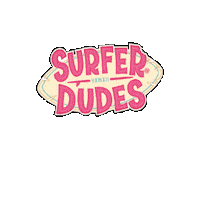surferdudescomic surfer dudes surfer dudes logo bouncy Sticker