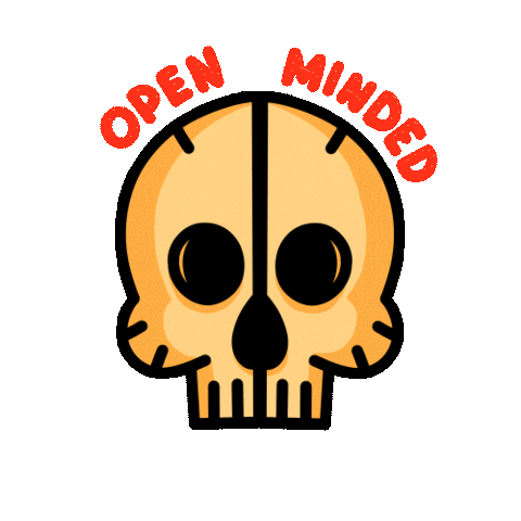 Blackmealstudio halloween skull brain open minded Sticker