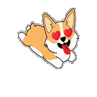 petiquepets corgi cute dog heart eyes dog jump Sticker