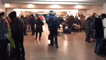 Ukraine Subway Station Becomes Bomb Shelter