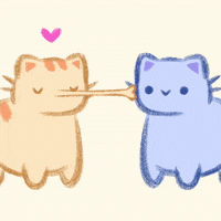 Cin_cook kiss blue cats couple GIF