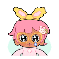 SparklesMagicalMarket sad pink animals crying Sticker
