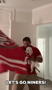 49ers Fan and Dog Celebrate NFL Sunday 