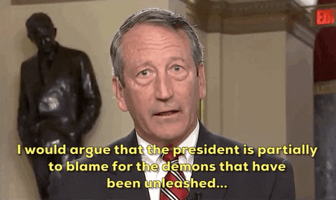 news giphyupload giphynewsuspolitics mark sanford i would argue that the president is partially to blame for the demons that have been unleashed GIF
