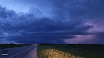 Lightning Illuminates Ominous Clouds Above Southern Iowa