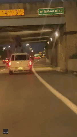Man Chained to Top of SUV Zooms Along Detroit Freeway