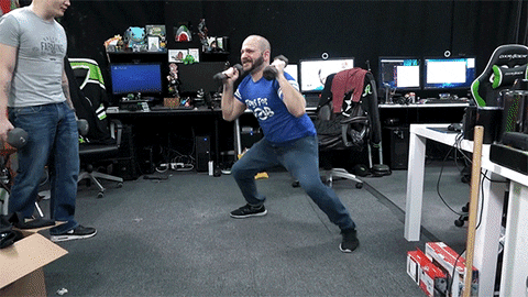 achievementhunter giphyupload exercise rooster teeth work out GIF
