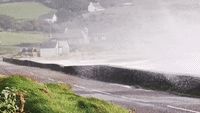 Waves Crash Over Seawall as Storm Agnes Batters Ireland