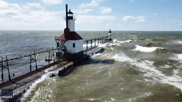 'Winter Fighting Back': Massive Wave Slams Michigan Lighthouse