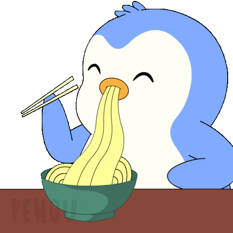 Ramen Noodle Eating Sticker by Pudgy Penguins