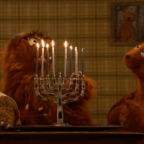 Candle Menorah GIF by Sesame Street