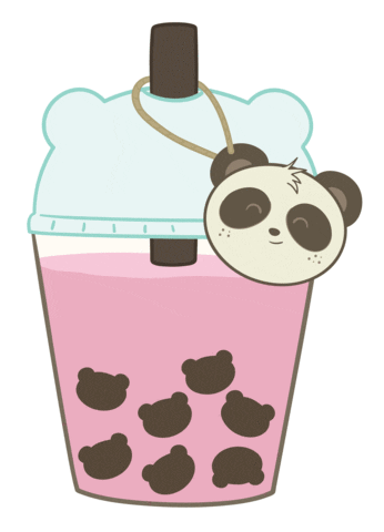 Bubble Tea Pink Sticker by Pandi the Panda