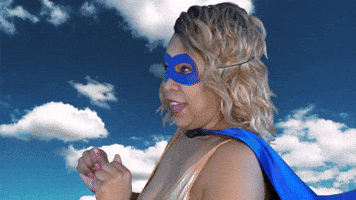 ComedianHollyLogan mask flying hero superhero GIF
