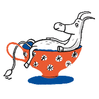 TineSchulz tired tea cup sleeping Sticker