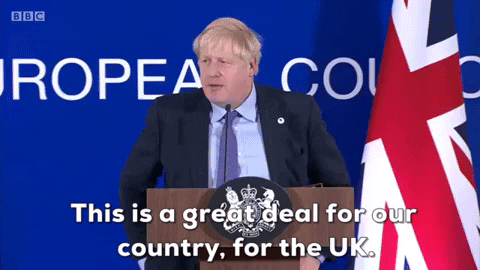giphydvr giphynewsinternational brexit boris johnson this is a great deal for our country GIF
