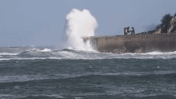 Powerful Waves Hit the Coast of Spain as Storm Bruno Approaches