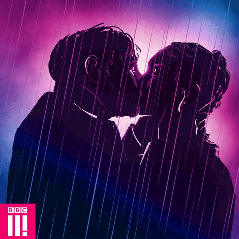 kissing in the rain gif