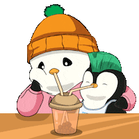 Iced Coffee Drinking Sticker by Pudgy Penguins