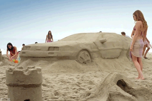 beach sandcastle GIF
