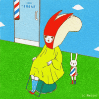 Naoshi apple rabbit surreal barber GIF