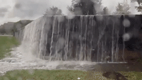 Rain Turns George Washington Memorial Into Waterfall in Alexandria, Virginia