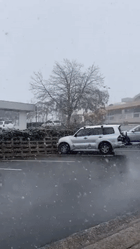 Snow Falls in Blue Mountains, Australia, During Wintry Conditions