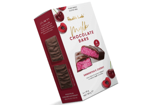 HealthLabSnacks giphyupload cherry healthlab chocolatebars Sticker