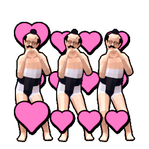 illustrated_jp love sticker sumo super uncle Sticker