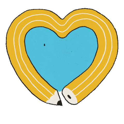 Digital art gif. Yellow pencil bent in the shape of a heart bounces against a transparent background. Text, “Bully free zone.”