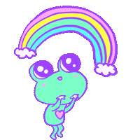 jellolin rainbow pastel frog Sticker