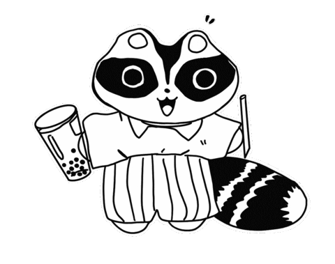 Pepi Raccoon Bobba Sago Pearls Bubbletea Tea Presotea Cute Drink Happy Animalcrossing Sticker by peppii
