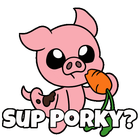 Pigging Out Whats Up Sticker by Christophers Genie