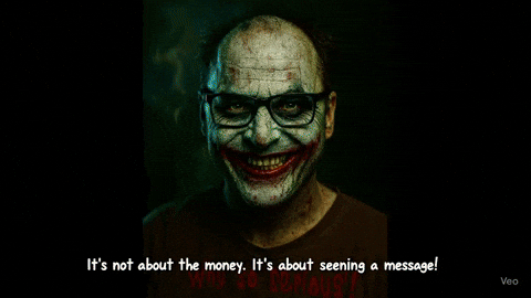 TobiTobsucht giphyupload joker burning money horro clown GIF
