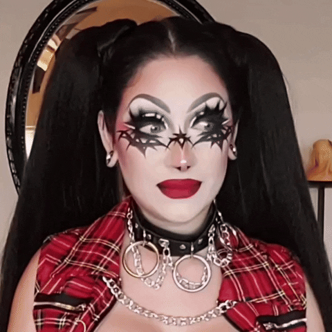 VenusEnvyDrag confused looking sideeye looking around GIF