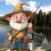 Gone Fishing Gnome GIF