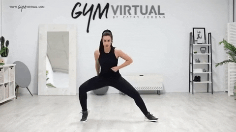 veronicalu7f8d giphygifmaker gymvirtual sentadillas sumo con talón y brazos GIF