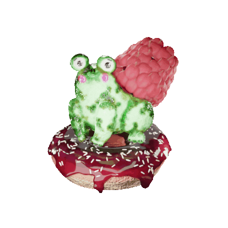 ShevchenkoOxana giphygifmaker frog donut raspberry Sticker