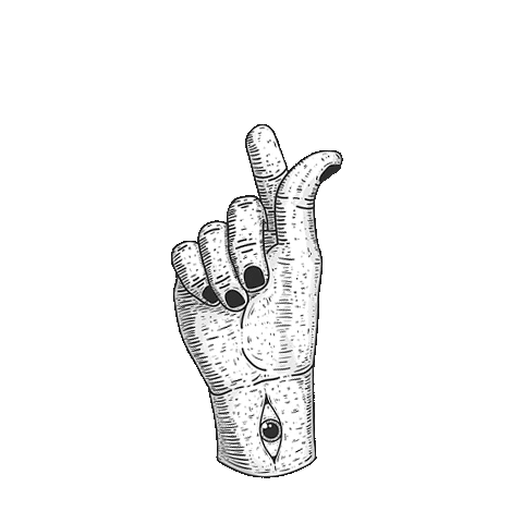 qubensis fire typography hand eye Sticker