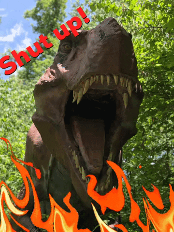 katcraigwriter angry dinosaur shut up t rex GIF