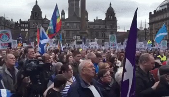 'Bairns Not Bombs' Rally Held in Glasgow's George Square
