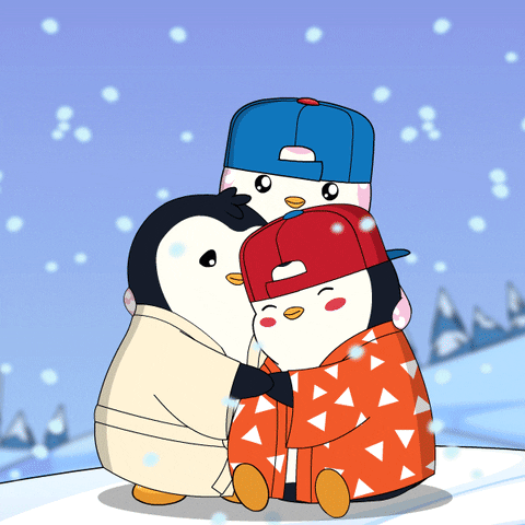 Cold Weather Hug GIF by Pudgy Penguins