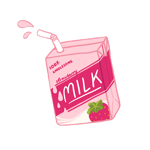 wooniemelon pink drink milk strawberry Sticker