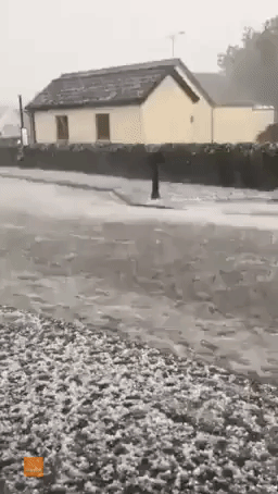 Massive Storms Create a River of Hail in Thornhill, Scotland