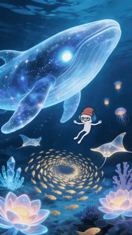 Dreamy Galaxy Whale Voyage - AHZ Studio