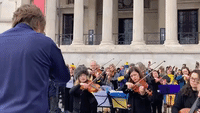 Orchestra in Trafalgar Square Performs Ukrainian National Anthem in Solidarity