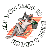 brunotedardiart cat beer beach relax Sticker