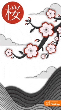Cherry Blossom Illustration GIF by Flocksy