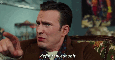 mollyfreeman giphyupload chris evans knives out eat shit GIF